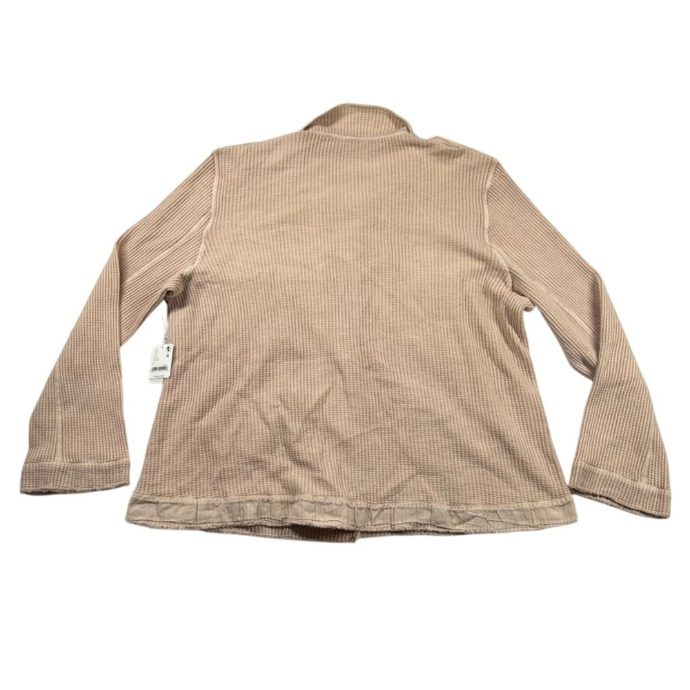 Free People FP One Waffle Knit Shacket Womens L Thermal Utility Jacket Epaulette - Picture 2 of 10